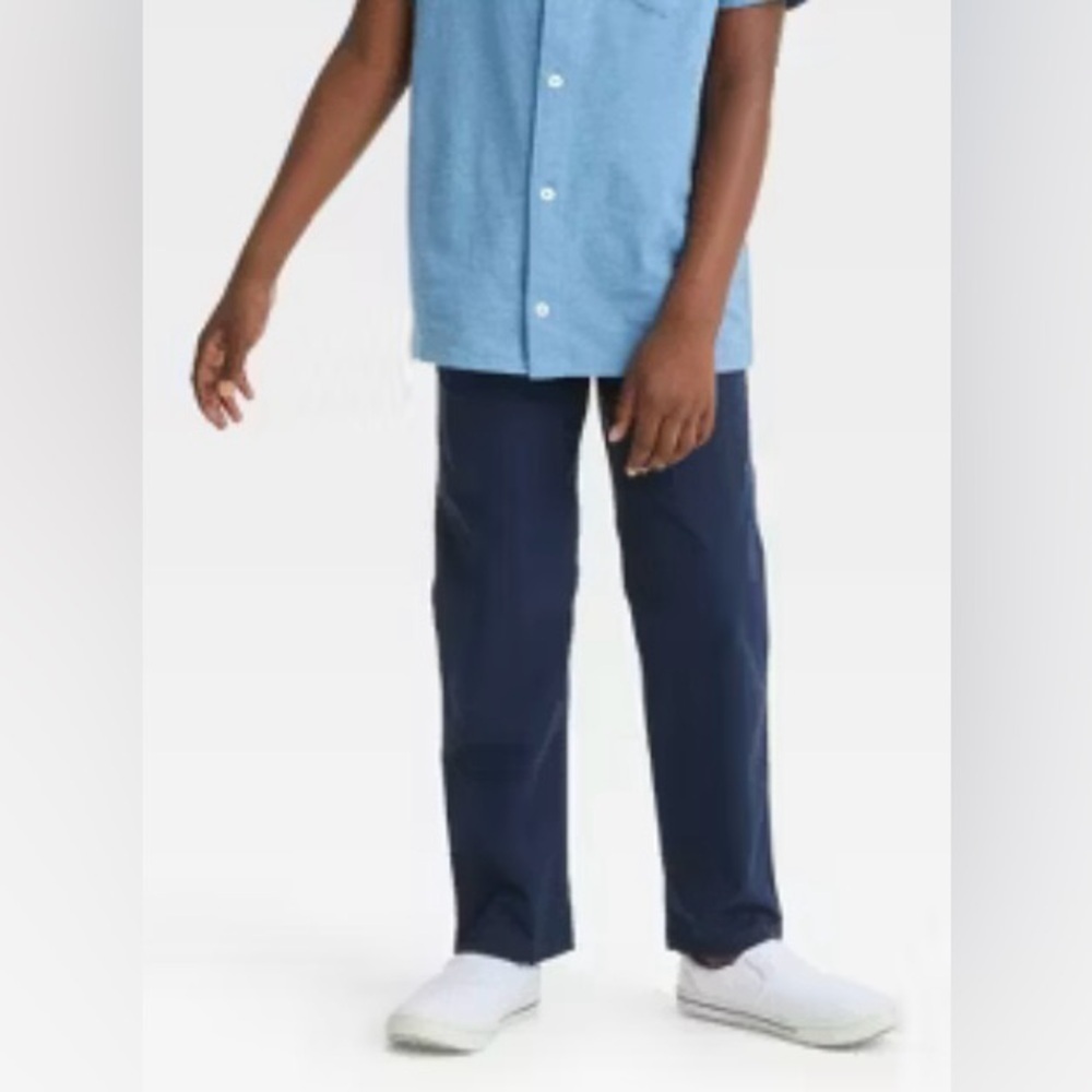 JANIE AND JACK linen cotton pull on pant navy blue drawstring waist NEW size 7